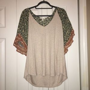 Maurices Floral Flutter Sleeve V-Neck Top
